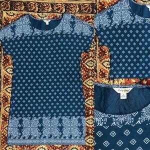 Lucky Brand Blue Print Tunic Size L